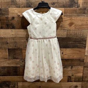 Jona Michelle Sparkling Rose-Gold Snowflake‎ Dress Sz 12 Christmas Easter Formal